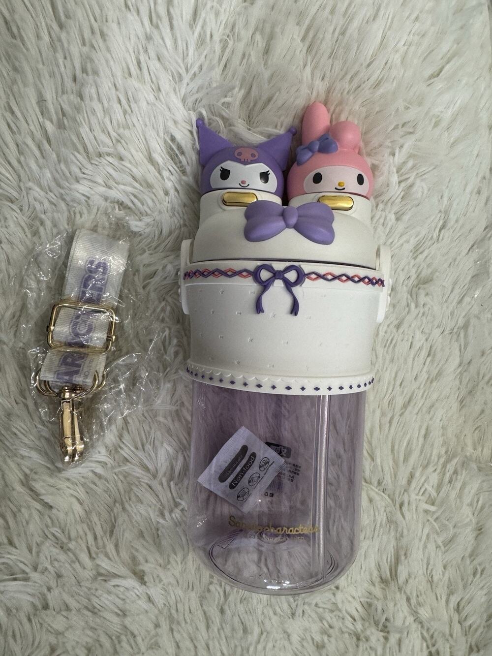 Kuromi & My Melody Naughty & Nice Bottle Sanrio Kawaii Strap 700ml With 2 Spout